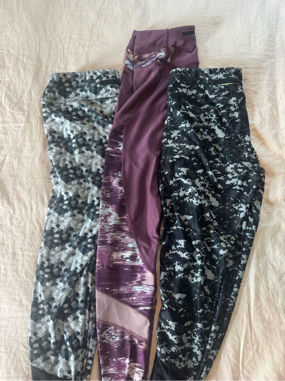 2xist Athletic Leggings Set - Purple, Black, Yellow